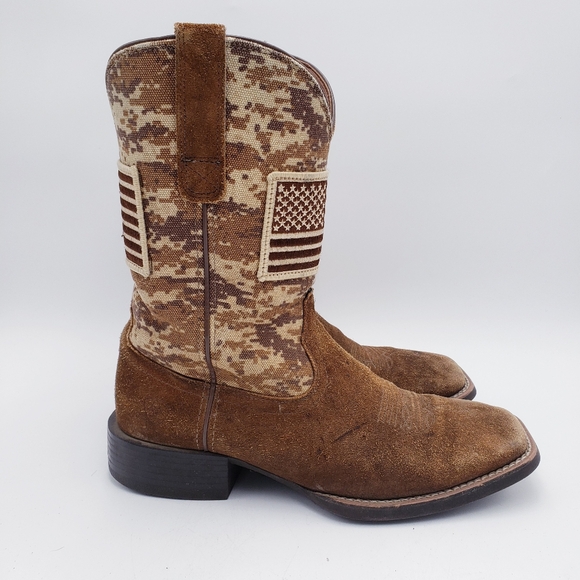 Ariat Men's Sport Patriot Western Antique Mocha Suede Square Toe Size 8.5 D - Picture 5 of 15